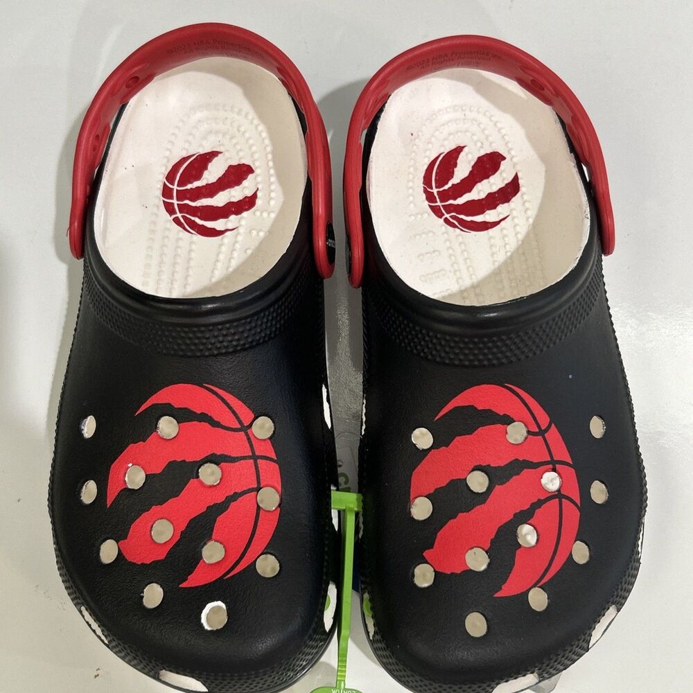 Crocs Toronto Raptors NBA Classic Clog Slip On Black Logo Men's 5 Women's 7
